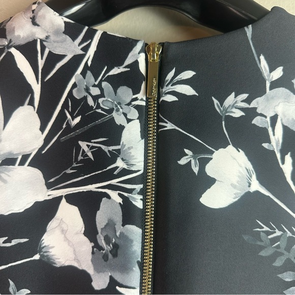 Calvin Klein Floral Black Latte Sheath Dress Sz 8 - Picture 4 of 10